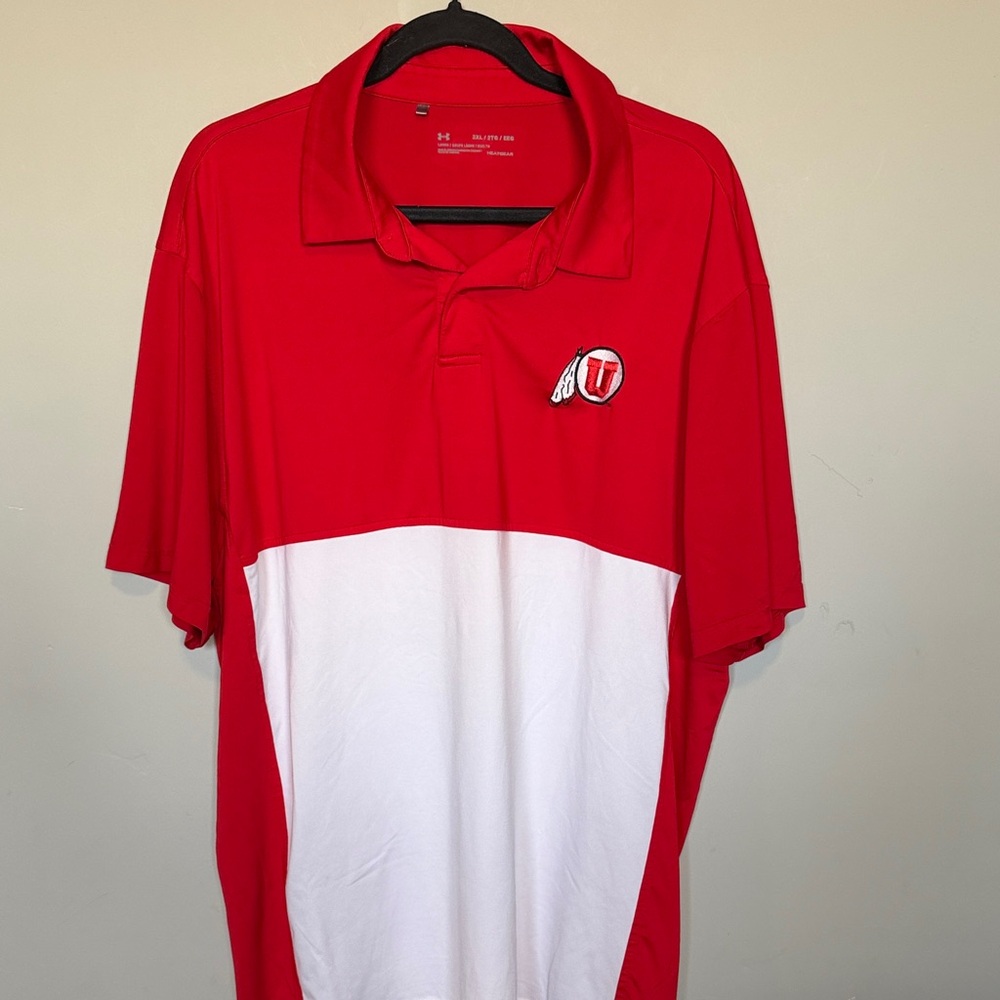 Under Armour U of U Red and White Men's Polo Shirt